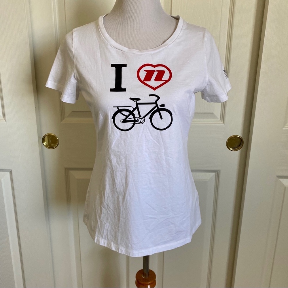 Novara REI I Love Cycling‎ Bike Graphic Tee White Crewneck Outdoors Womens Sz L